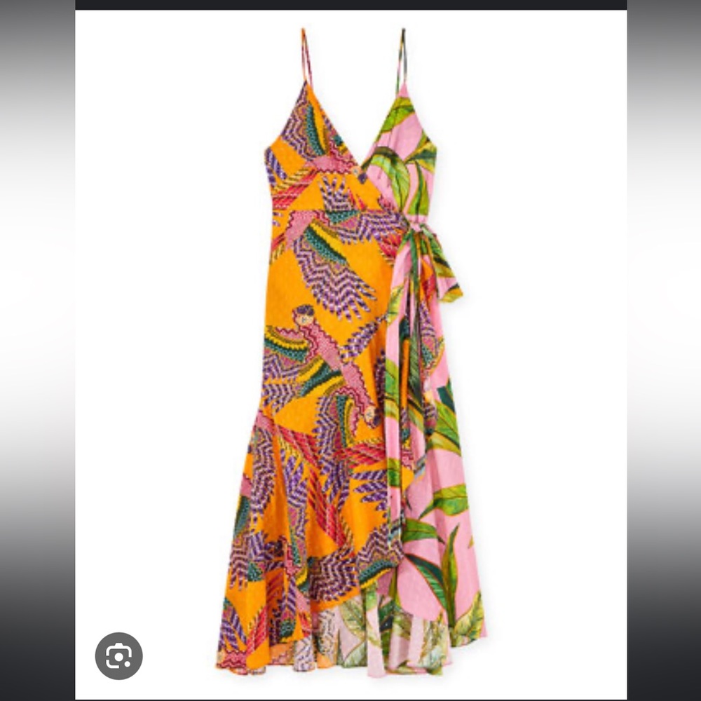 FARM Rio wrap dress with bead detail, sz small